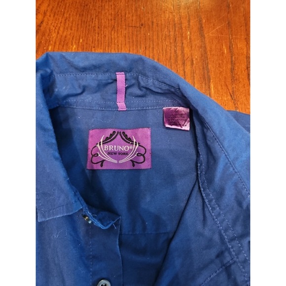 Bruno New York Button-Up Long Sleeve Blouse Dark Blue (A586) - Picture 3 of 6
